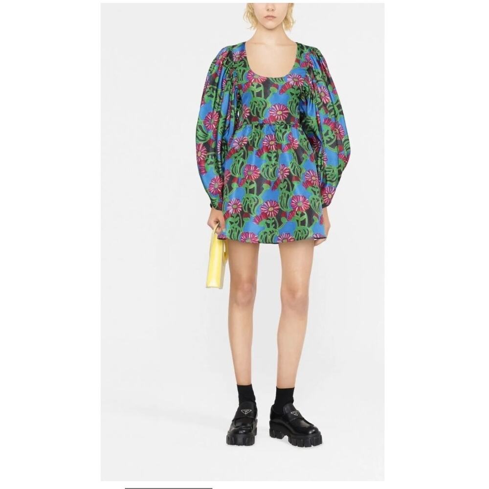 La Double J Dolly Floral puff-sleeve baby doll mini dress size M